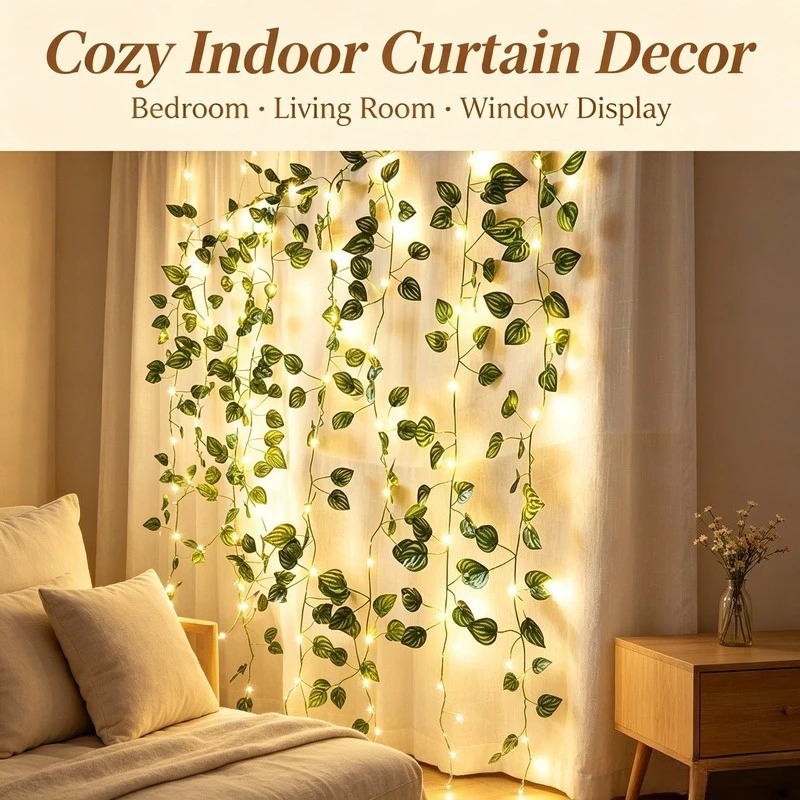 Garden Lighting Decor - 2M Artificial Leaf LED String Lights,