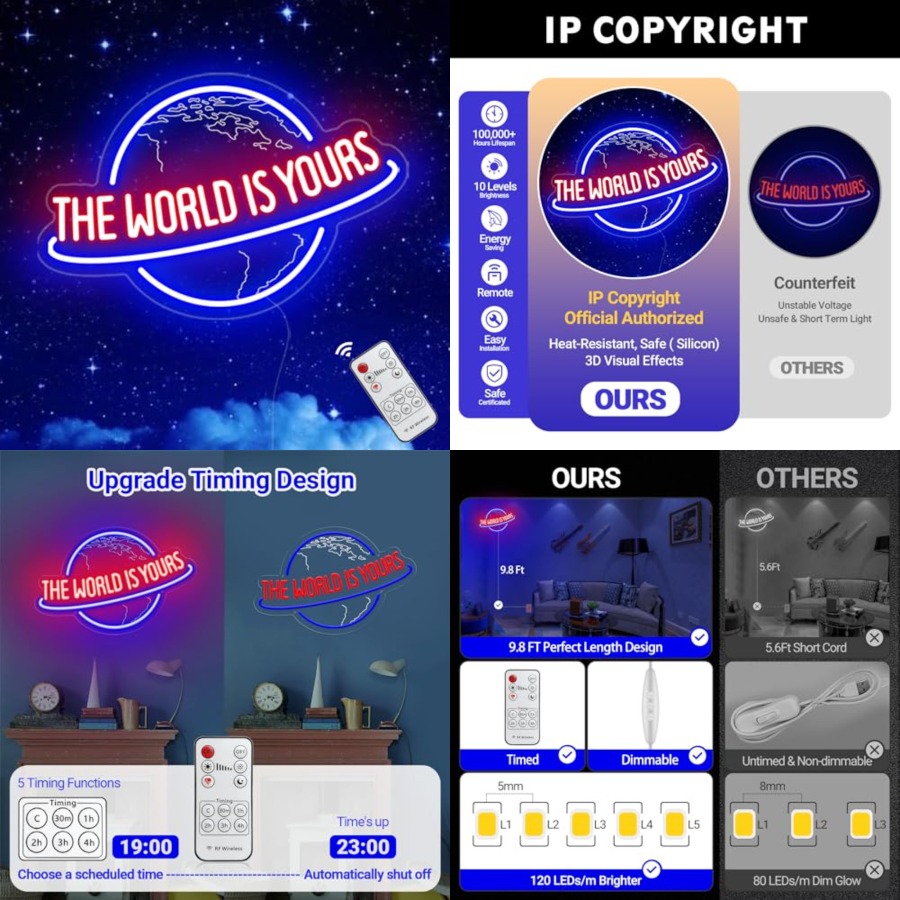 Lighting World Decor - The World Is Yours Neon Sign,