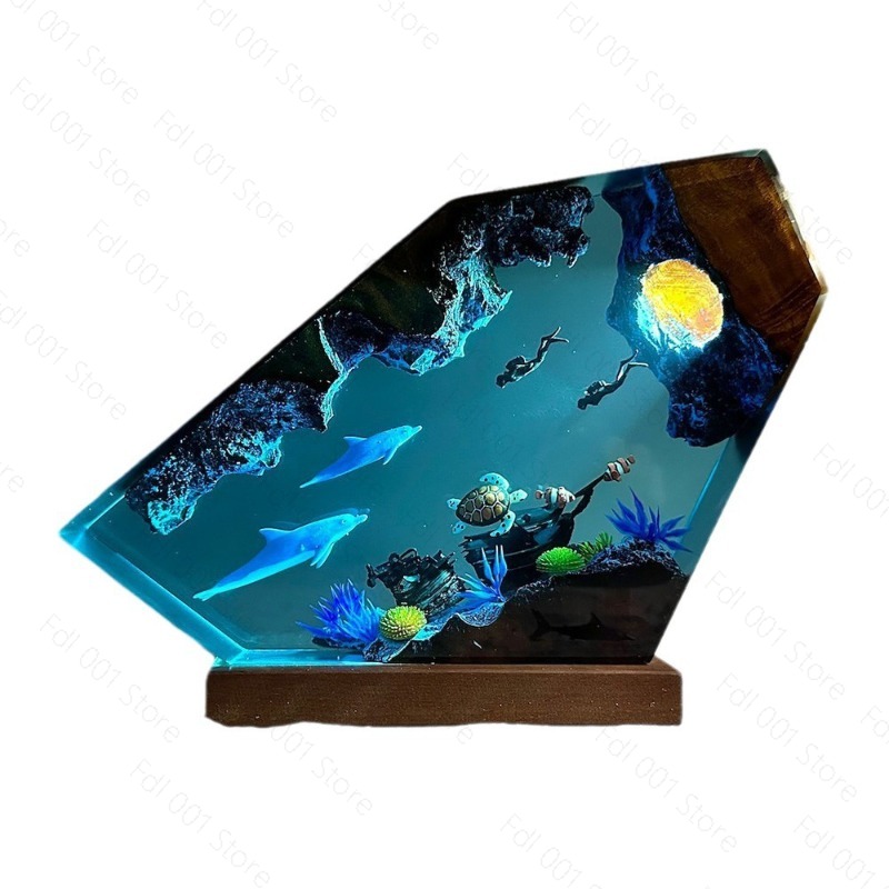 Lighting World Decor - Dolphin and Turtle Resin Night Light