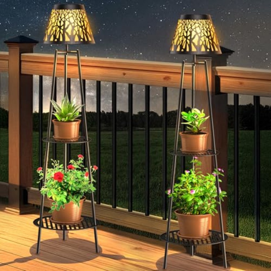 Garden Lighting Decor - 2 Pack Outdoor Solar Floor Lamp
