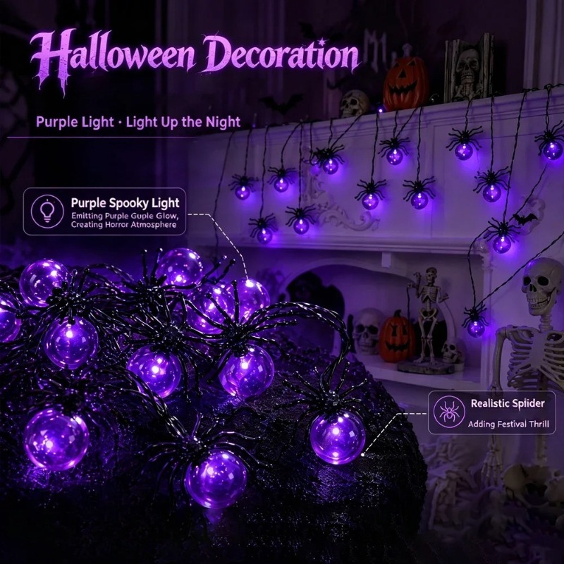 Battery Powered Spider LED Str - Garden Lighting Decor 评论和价格