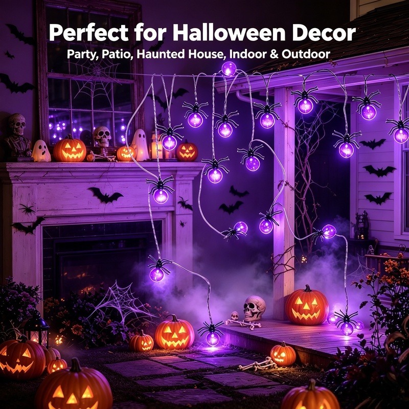 Battery Powered Spider LED Str - Garden Lighting Decor 评论和价格