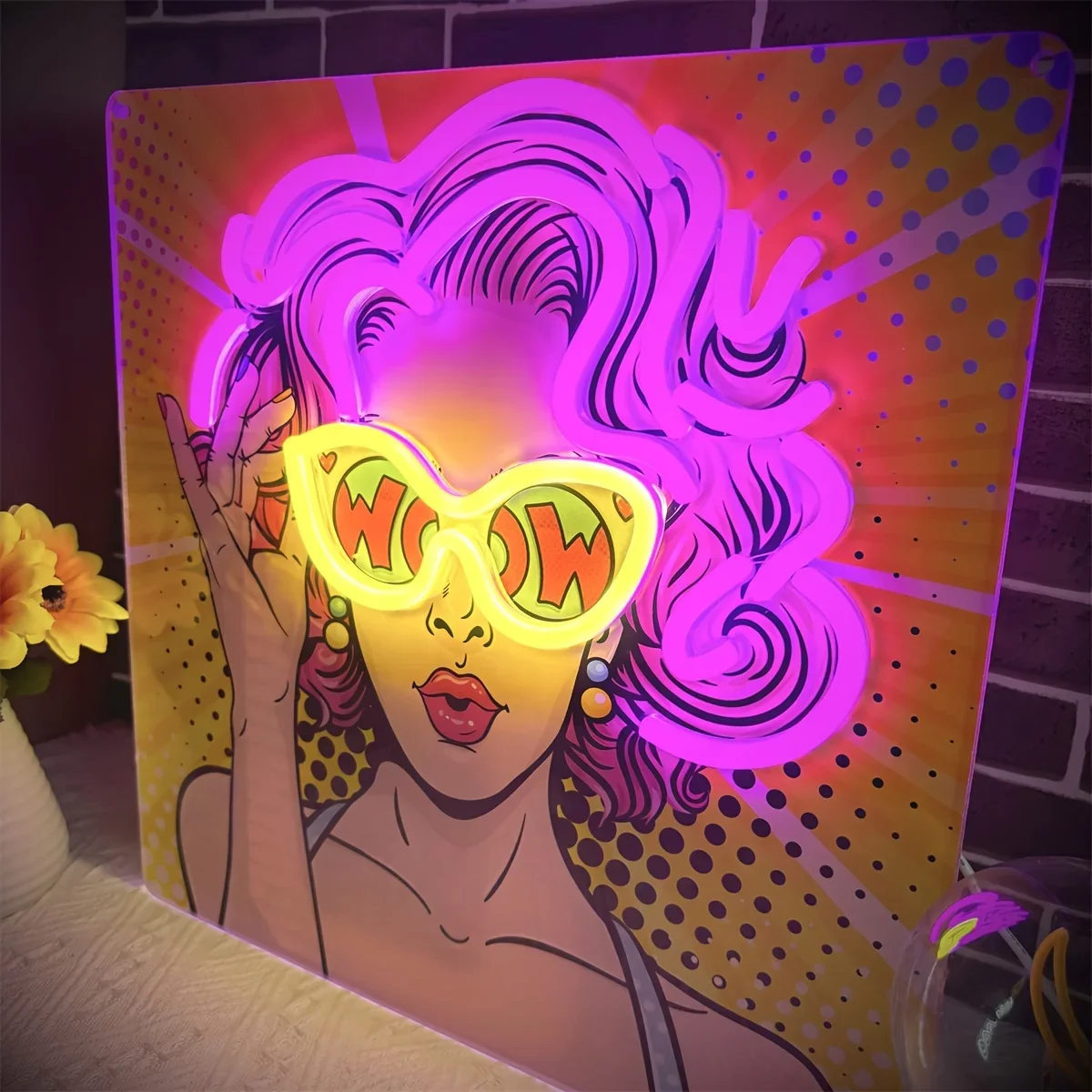Wow Lady Pop Art LED Neon Sign - Outdoor Lighting Decor Wow 评论和价格