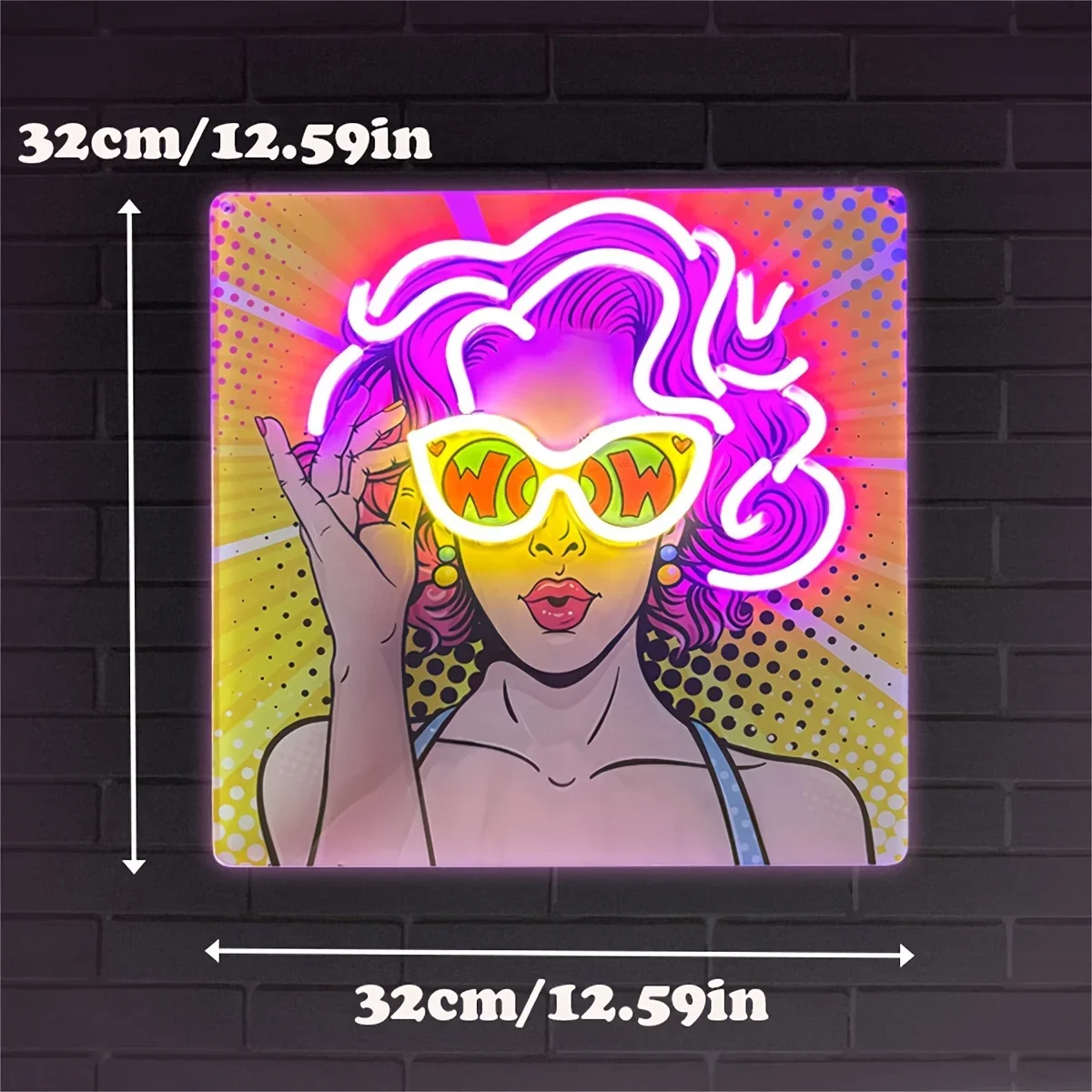 Wow Lady Pop Art LED Neon Sign - Outdoor Lighting Decor Wow 评论和价格