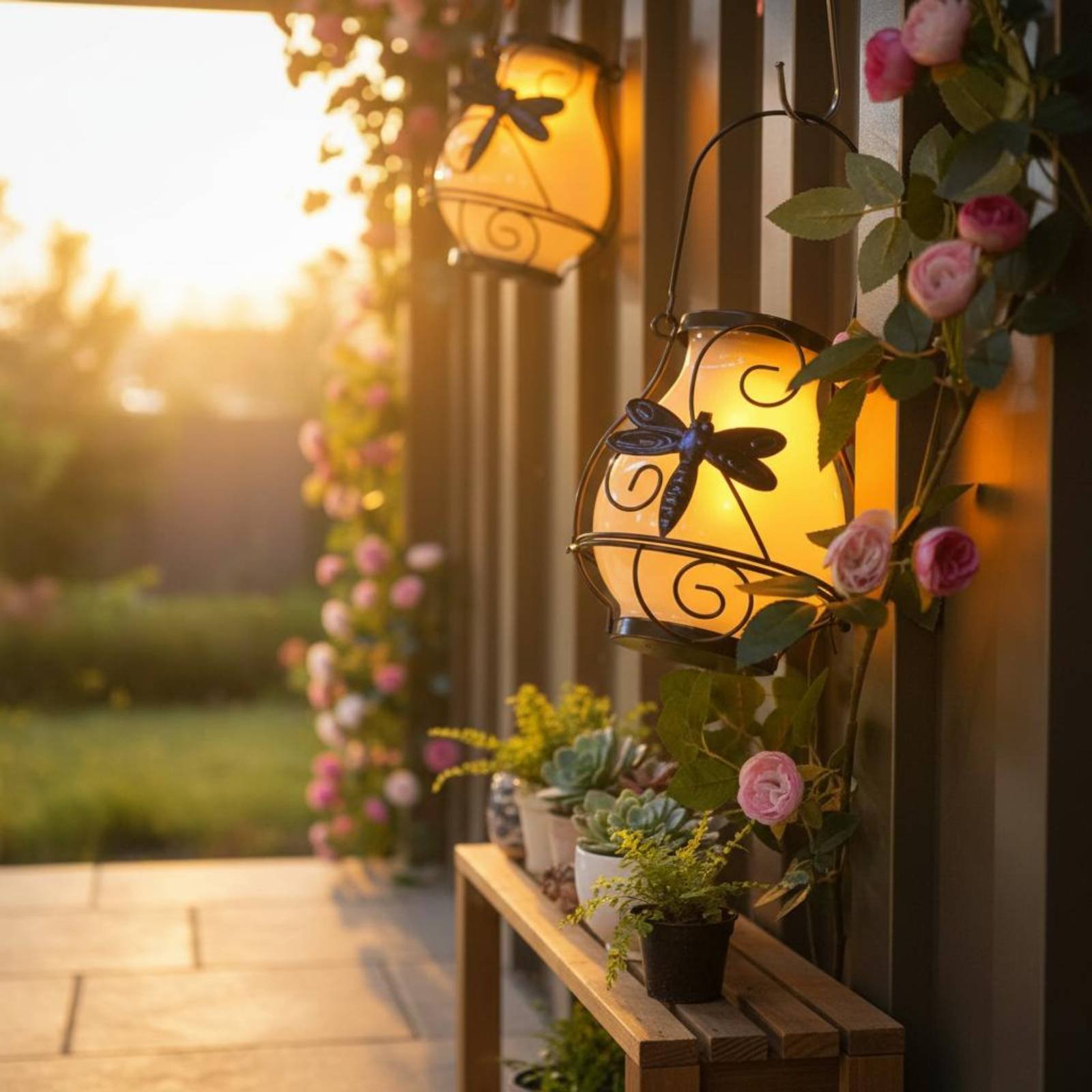 Solar Butterfly Lantern Waterp - Garden Lighting Decor 评论和价格