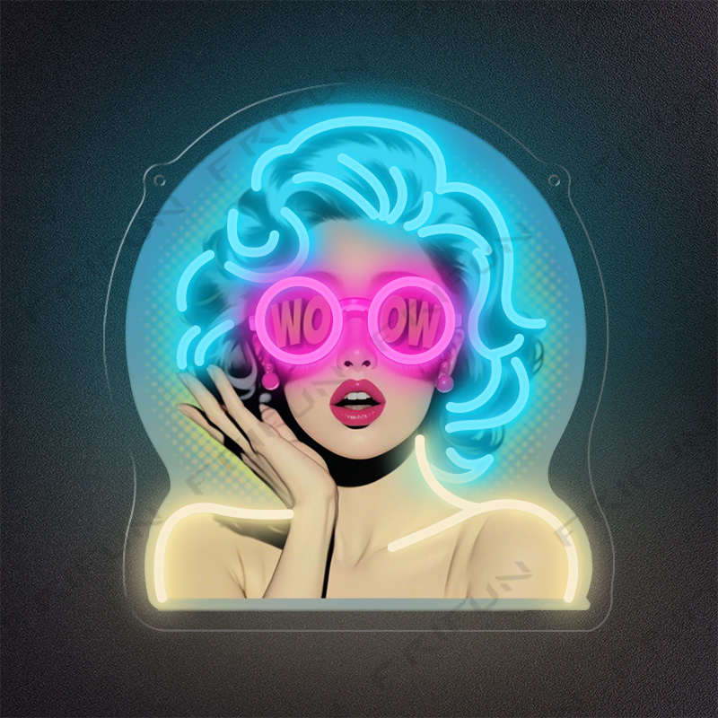 WOW Curl Girl Neon Sign UV Pri - Outdoor Lighting Decor Wow 评论和价格
