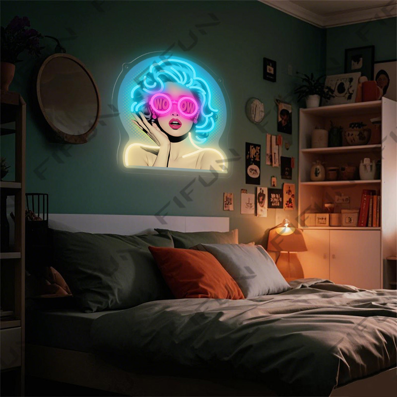 WOW Curl Girl Neon Sign UV Pri - Outdoor Lighting Decor Wow 评论和价格
