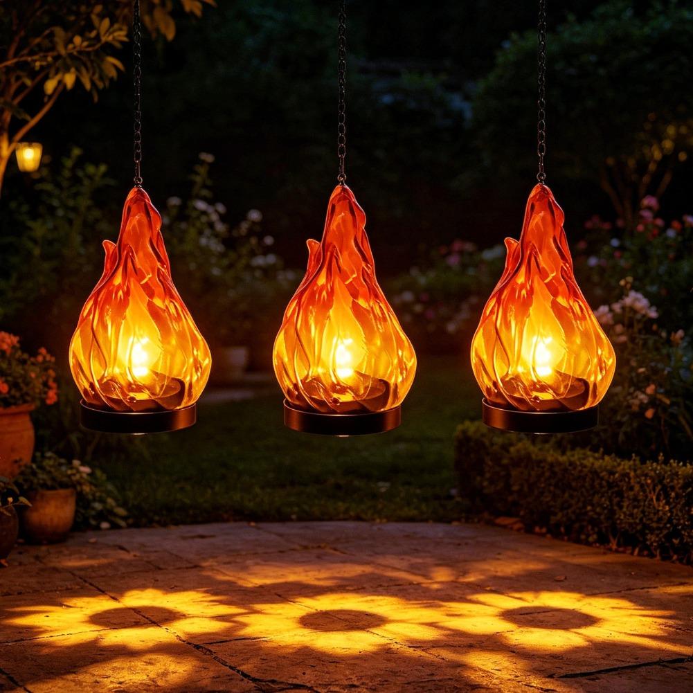 Solar Flame Hanging Lantern Li - Garden Lighting Decor 评论和价格