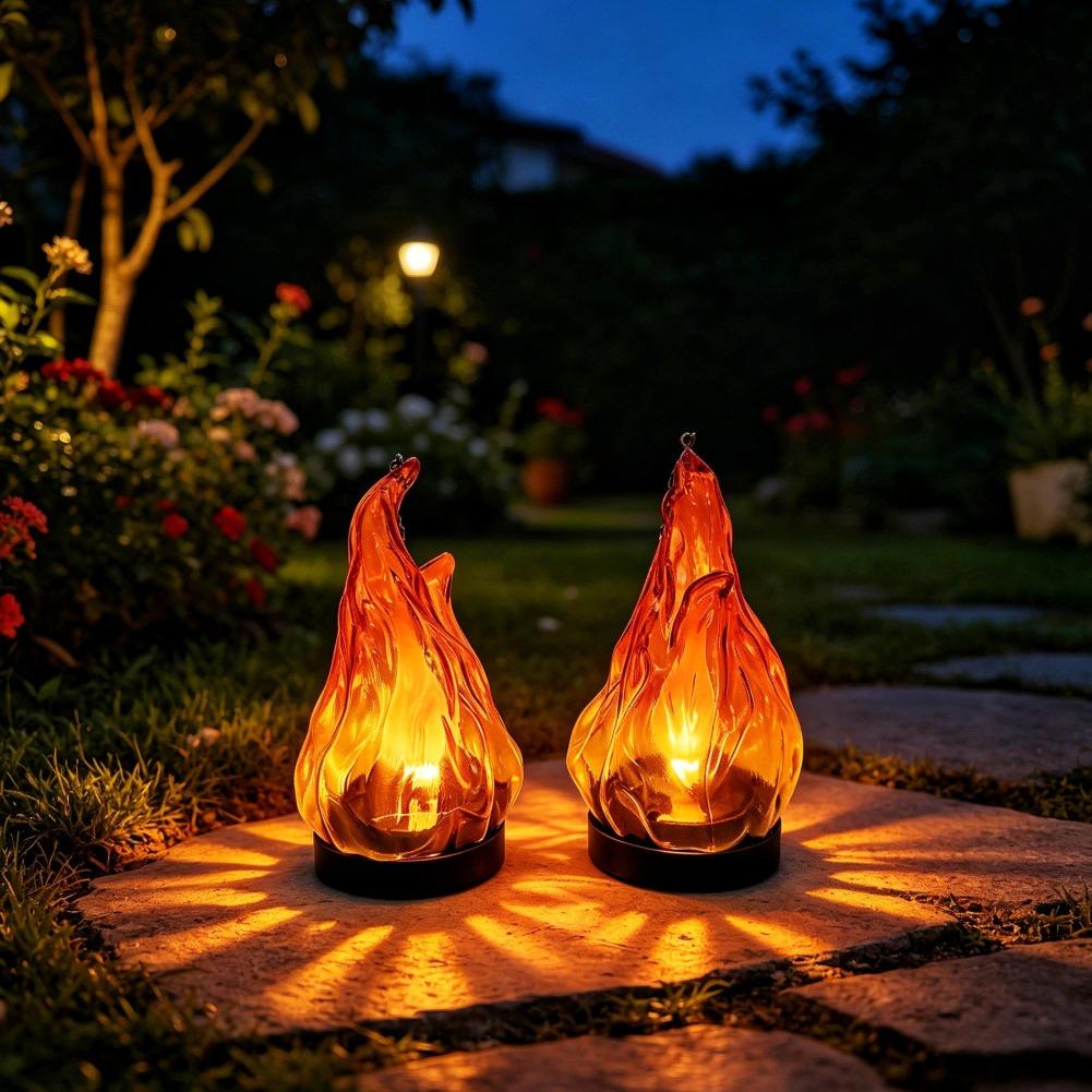 Solar Flame Hanging Lantern Li - Garden Lighting Decor 评论和价格